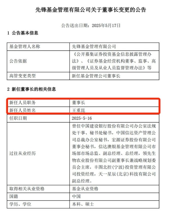 炒股配资代理 知名基金公司，变更董事长！