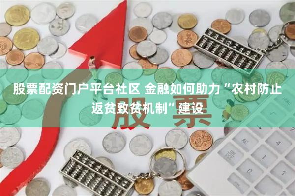 股票配资门户平台社区 金融如何助力“农村防止返贫致贫机制”建设